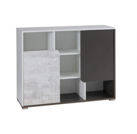 Regál BRUNO R5, Bílá/Grafit/Enigma Regál BRUNO R5, Bílá/Grafit/Enigma