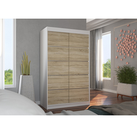 Posuvná skříň BENISSO 120 Bílá+Sonoma