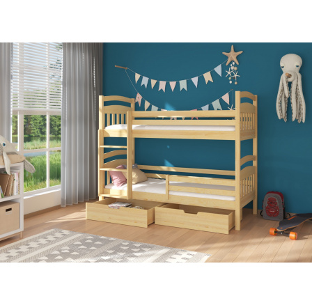 Dvoulůžková patrová postel s matracemi ADA 180x80 Pine