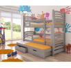 Třílůžková patrová postel s matracemi SORIA Gray