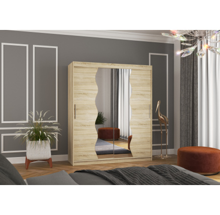 Posuvná skříň se zrcadlem KANSAS 180 Sonoma+Sonoma