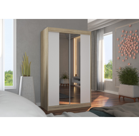 Posuvná skříň se zrcadlem MARVIN 120 Sonoma+Bílá