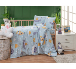 Bavlněné dětské povlečení do malé postýlky 90x135, 45x60 cm Vesmírné UFO