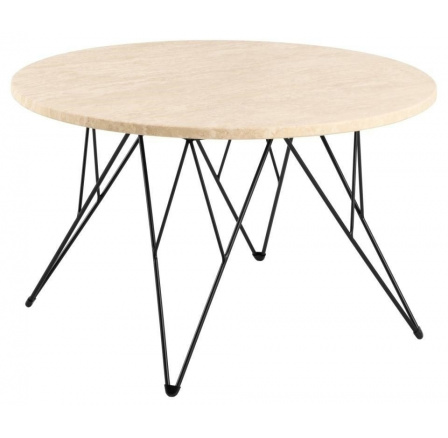 Konferenční stolek Prunus 80 cm travertin/ černý