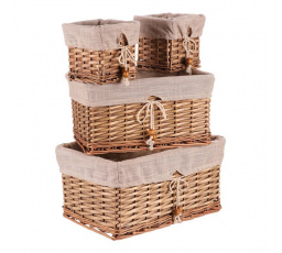Koš proutěný - regálový, hranatý, cena za sadu 4 ks