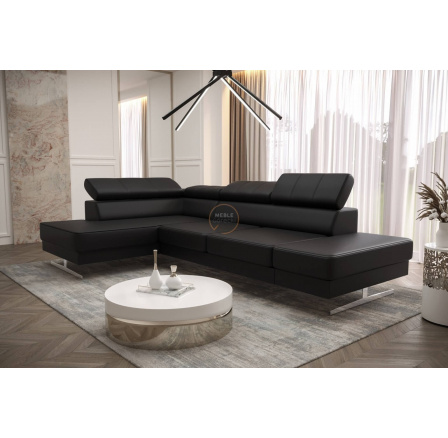 Rohová sedací souprava EMPORIO MINI 300x180 přírodní kůže - černá kůže , levá