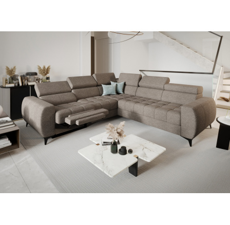 Rohová sedací souprava PORTO II , relax 255X258 cm - levá, odstíny tmavé béžové