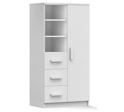 Regál 80 3S1D SMYK I - 05, Bílá Mat/Bílá