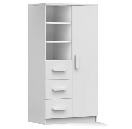 Regál 80 3S1D SMYK I - 05, Bílá Mat/Bílá