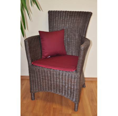 Ratanové křeslo Pluto hnědé polstr vínový Ratanové křeslo Pluto hnědé polstr vínový