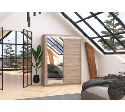 Posuvná skříň se zrcadlem a LED osvětlením BIANCO 150 Truffle+Truffle