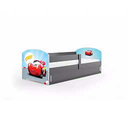 Dětská postel LUKI 1 s matrací, Grafit/Auto