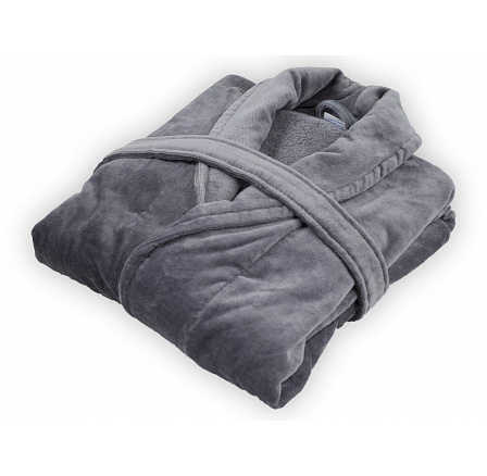 Velurový župan šedý L