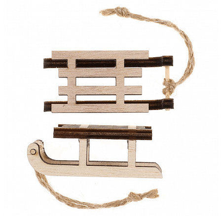 Sáňky závěsné - dřevo, přírodní, cena za balení (2 ks)