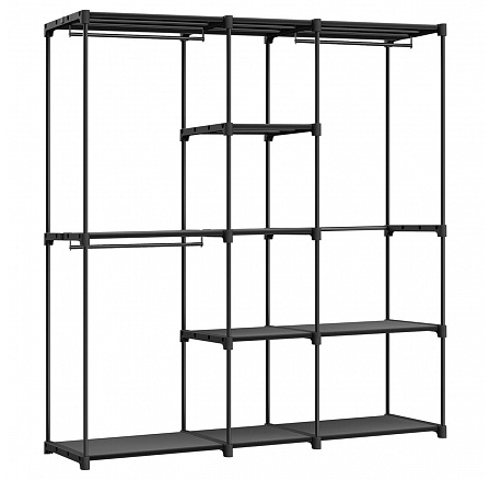 Otevřená skříň 182x43x182cm, kov, černá, AST-E1002 BK