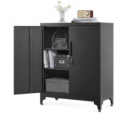 Komoda 80x40x90cm, kov, černá, AUS-E1113 BK