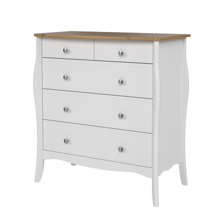 Komoda BARONETA 2+3S, BÍLÝ MAT/BOROVICE 