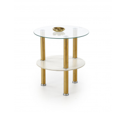 Konferenční stolek DUCAT S, efekt bílého mramoru / zlatá
