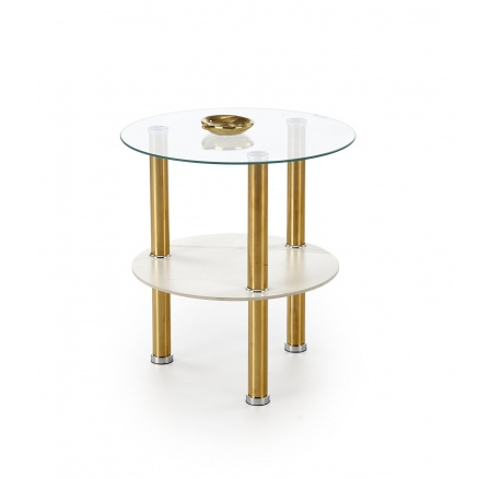 Konferenční stolek DUCAT S, efekt bílého mramoru / zlatá