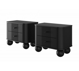 Sada nočních stolků VESPER, Černá/Černé úchyty