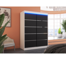 Posuvná skříň s LED osvětlením LUFT 150 Bílá+Černá