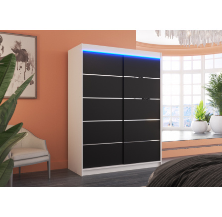 Posuvná skříň s LED osvětlením LUFT 150 Bílá+Černá