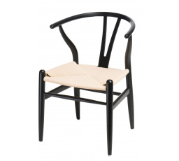 Přírodní černá proutěná židle inspirovaná Wishbone