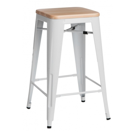 Barová židle Paris Wood 65 cm bílá přírodní borovice