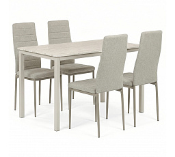 Jídelní set s 4 židlemi, 110x70x75cm travertin, ASE-1039 CRM2