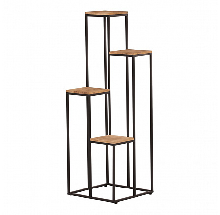 Stojan na květiny - 4 patrový, kov a dřevěná deska