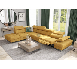 Rohová sedací souprava GALAXY , relax s funkcí spaní 225X350 cm - žlutá, levá