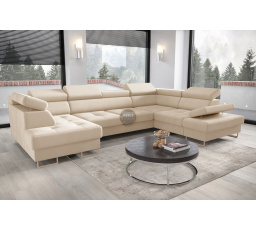 Rohová sedací souprava GALAXY MAX II s funkcí spaní 210x350x165 - béžová, pravá