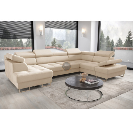 Rohová sedací souprava GALAXY MAX II s funkcí spaní 210x350x165 - béžová, pravá