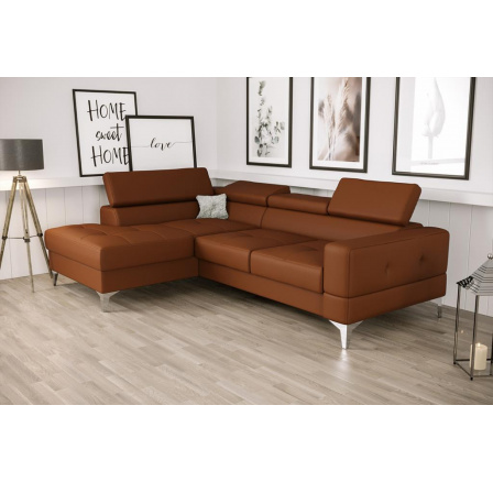 Rohová sedací souprava TOSCANIA MINI přírodní kůže 170x250 cm - hnědá , levá