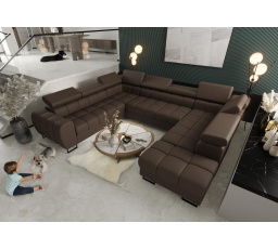 Rohová sedací souprava ASPEN MAX I 265x350x225 cm přírodní kůže - levá, Hnědá kůže