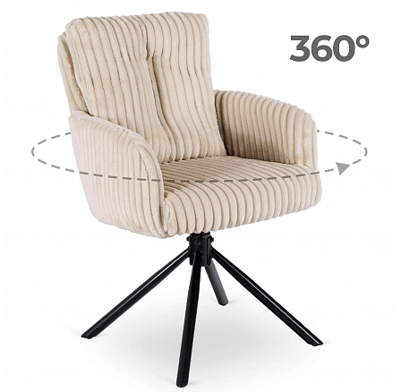 Otočná židle do obývacího pokoje JUNE Béžová manšestrová