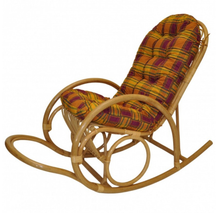 Ratanové houpací křeslo Jenaira medové polstr okrová kostka