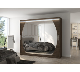 Posuvná skříň se zrcadlem a LED osvětlením CAMBE 250 Choco+Choco