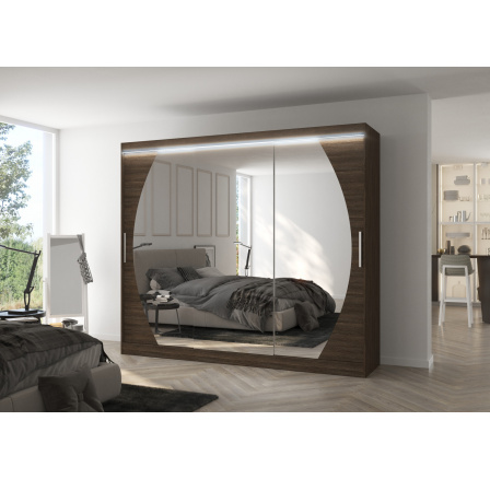 Posuvná skříň se zrcadlem a LED osvětlením CAMBE 250 Choco+Choco Posuvná skříň se zrcadlem a LED osvětlením CAMBE 250 Choco+Choco
