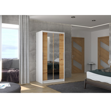 Posuvná skříň se zrcadlem DRAGONIS 100 Bílá+Artisan