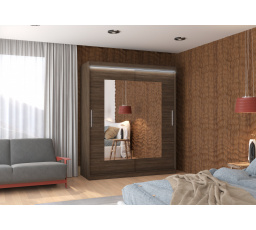 Posuvná skříň se zrcadlem a LED osvětlením ROSETTE 180 Choco+Choco