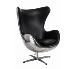 Křeslo Vejce hliníkové černé PU