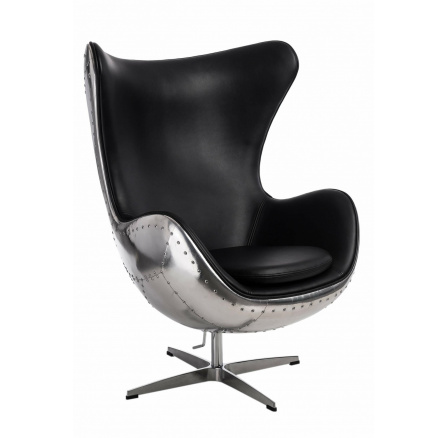 Křeslo Vejce hliníkové černé PU
