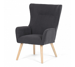 Křeslo ušák, šedá, manšestrová látka, AK-314 GREY2