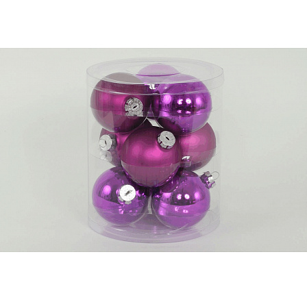 Ozdoby skleněné - pr. 7 cm, fialové, cena za balení (9 ks)