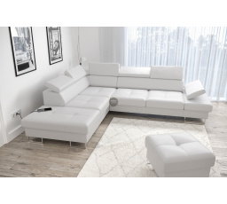 Rohová sedací souprava GALAXY s funkcí spaní 225x280 - bílá eko kůže , levá