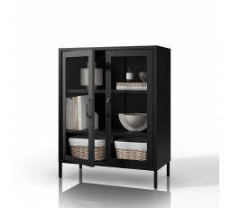 Prosklená nízká černá vitrína: GINA Modern 800 x 1015 x 400 mm