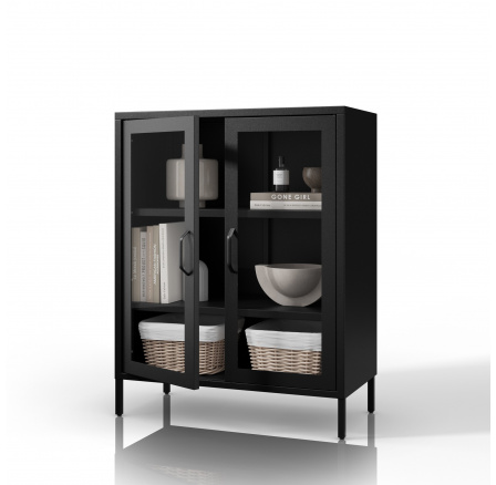 Prosklená nízká černá vitrína: GINA Modern 800 x 1015 x 400 mm