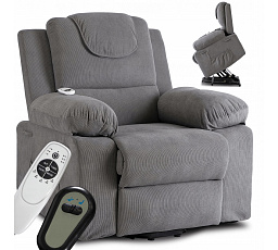 Elektricky polohovatelné masážní křeslo FENIX s funkcí vstávání Šedé