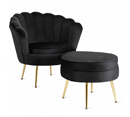 Křeslo GRAND s Podnožkou Černý Sametový